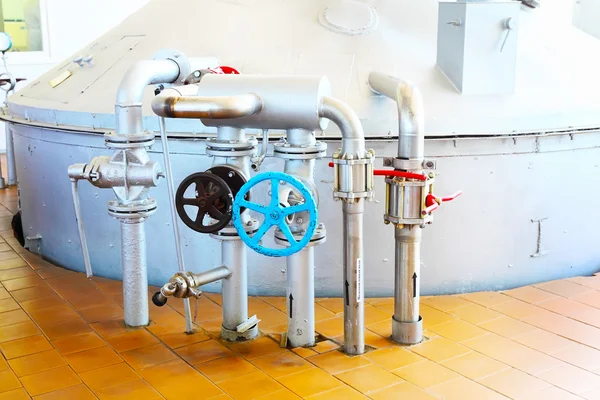 Steel fermentation vat on brewer factory — Stock Photo, Image