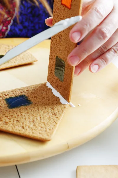 Fabrication de la maison de pain d'épice — Photo