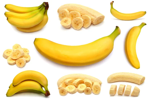 Banana e coleção de bananas diferentes — Fotografia de Stock