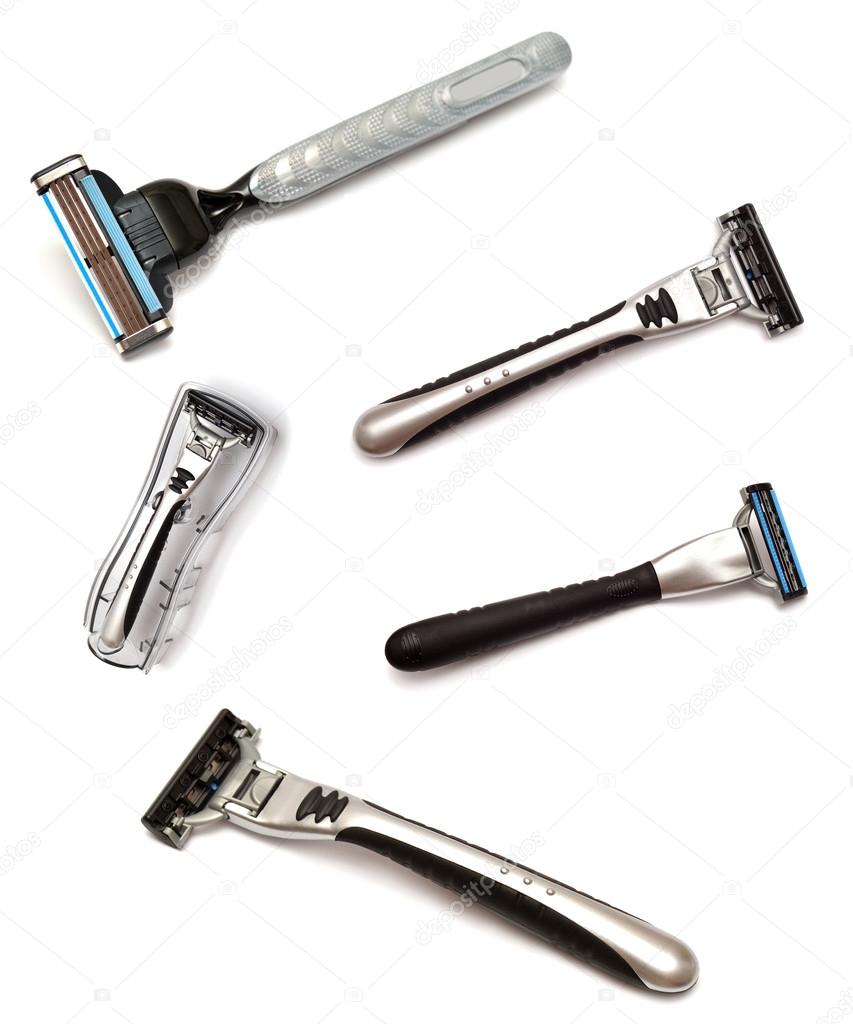 Collection of men's razors for shaving 