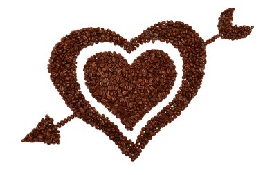 Kahve çekirdeğinden kalp.