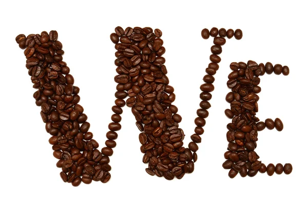 Palabra nosotros de granos de café — Foto de Stock