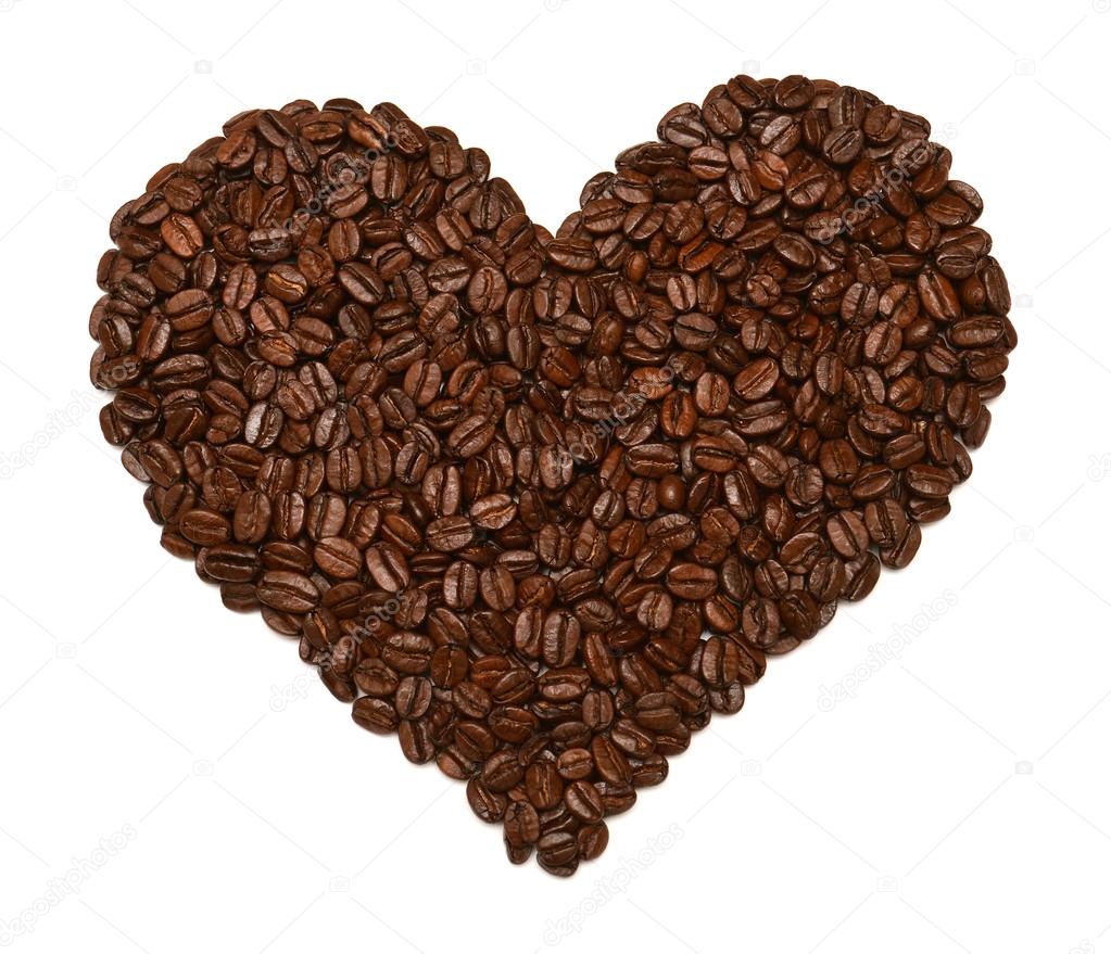 Heart from coffee beans