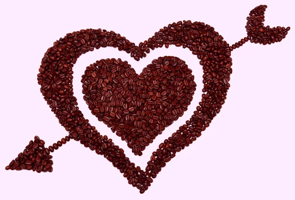 Heart from coffee beans — Stock Photo, Image