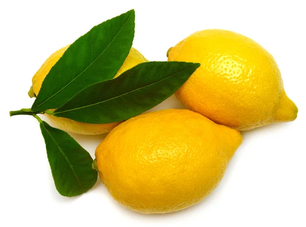 Ripe lemons with leaves — Stock Photo, Image