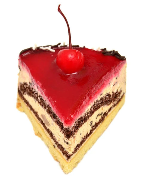 Cake with a cherry isolated — Stock Photo, Image