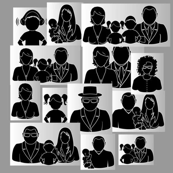 Family photos in black and white — Stock Vector