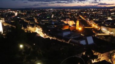 Graz City gece Panorama (Avusturya).