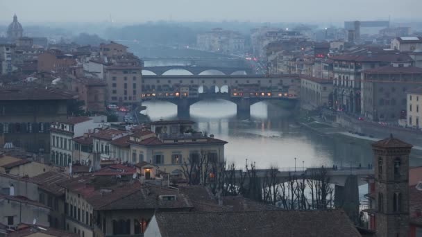 Evening Florence Top View (Italy). — Stock Video