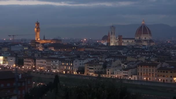 Noite Florença vista superior (Itália ). — Vídeo de Stock