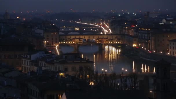 Nacht Florenz Draufsicht (Italien). — Stockvideo