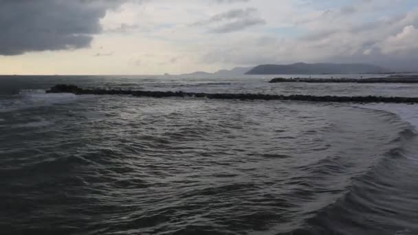 Tarde Invierno Mar Adriático Costa . — Vídeos de Stock