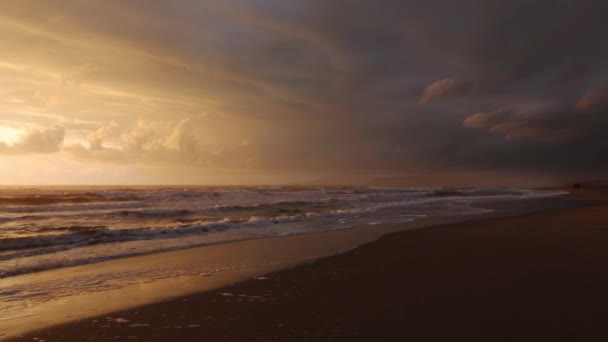 Vista Mare Spiaggia Tramonto (Italia ). — Video Stock