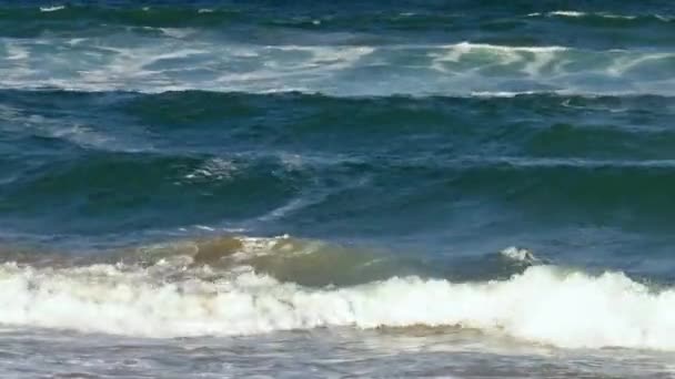 Vlny příboje moře s bílou pěnou. — Stock video