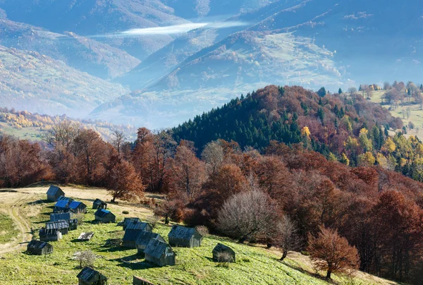 Morning fog in autumn Carpathian. — Stock Photo, Image