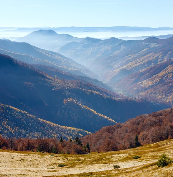 Fog in autumn Carpathian. — Stock Photo, Image