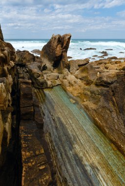 Plaj Azkorri veya Gorrondatxe görünümü.