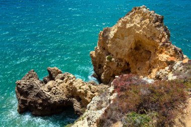 Atlantik kayalık Sahil (Ponta da Piedade, Lagos, Algarve, Portekiz