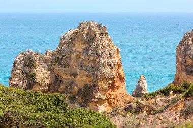Atlantik kayalık Sahil (Ponta da Piedade, Lagos, Algarve, Portekiz