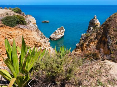 Atlantik kayalık sahil şeridi (Ponta da Piedade, Lagos, Algarve, bağlantı noktası