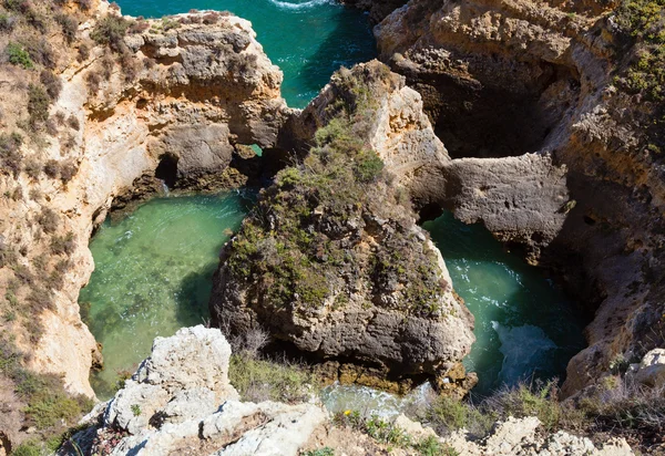Costa rocosa atlántica (Ponta da Piedade, Lagos, Algarve, Portugal —  Fotos de Stock