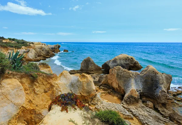 Widok na skaliste wybrzeże Atlantyku (Algarve, Portugalia). — Zdjęcie stockowe