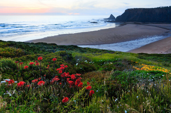 Odeceixe beach sunset view (Algarve, Portugal).