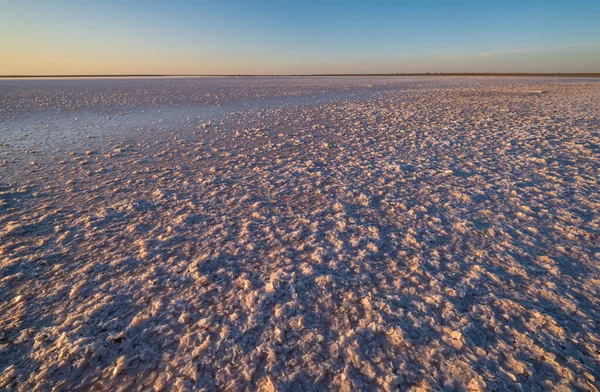 Puesta Sol Lago Extremadamente Salado Rosado Genichesk Coloreado Por Microalgas —  Fotos de Stock