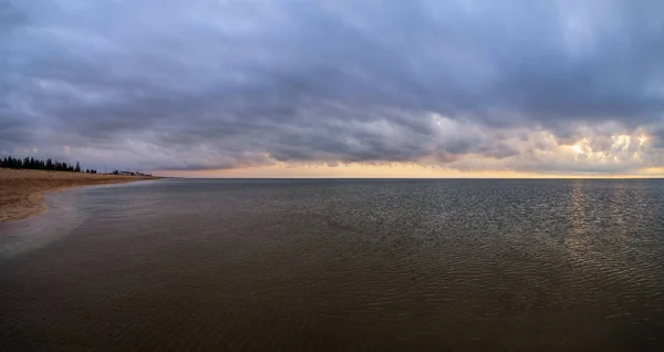 Colorful Sea Beach Sunrise Landscape Strilkove Village Arabat Spit Ukraine — Stock Photo, Image