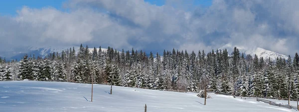 Invierno Remoto Pueblo Alpino Montaña Afueras Colinas Rurales Arboledas Tierras —  Fotos de Stock