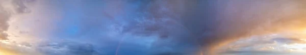 Summer Sunset Rain Sky Panorama Fleece Purple Clouds Rainbow Evening — Stock Photo, Image