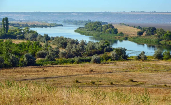 夏の田園風景とともにPivdennyi Buh川 Mykolaiv地域 ウクライナ — ストック写真