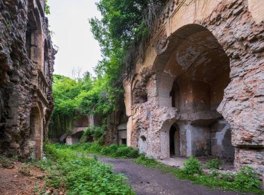 Terk Edilmiş Askeri Tarakaniv Kalesi (diğer adıyla Dubno Kalesi, Yeni Dubna Kalesi) 19. yüzyılın mimari anıtı, Tarakaniv, Rivne bölgesi, Ukrayna.