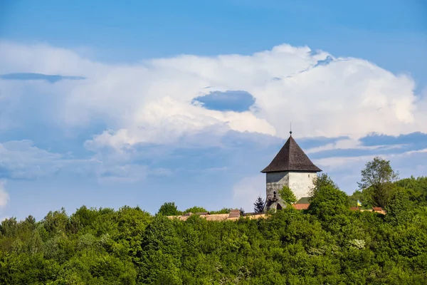 Pyatnychany Torony Védelmi Szerkezet Század Erdei Domb Lejtőjén Lviv Régió — Stock Fotó