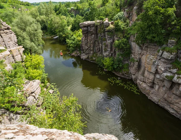 ブキキャニオンの夏の風景 Hirskyi Tikych川 Cherkasy地域 ウクライナ 誰も知らない — ストック写真