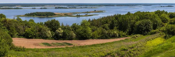 Dnipro River Shores Summer Panoramic Landscape Kaniv Water Reservoir Kyiv — Stock Photo, Image