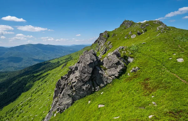 Verão Encosta Montanha Rochosa Pikuj Mountain Top Cárpatos Ucrânia — Fotografia de Stock