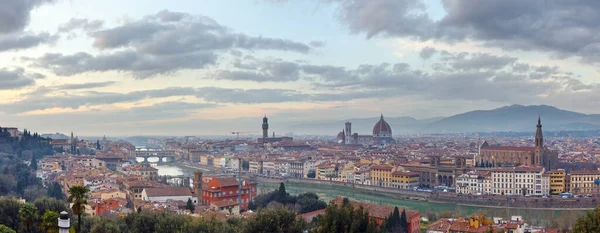 Evening Florence City Top View 이탈리아 토스카나 Arno River Panorama — 스톡 사진