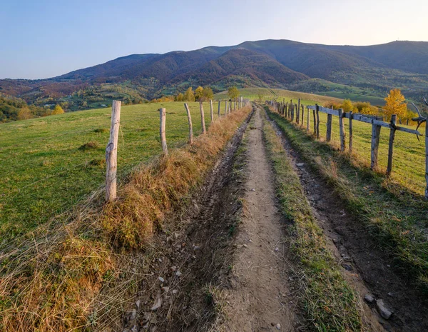 Otoño Montañas Cárpatos Camino Sucio Campo Ucrania — Foto de Stock