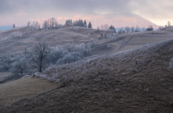 Blíží Zima Poslední Dobré Počasí Dnů Podzimních Horách Krajina Ráno — Stock fotografie