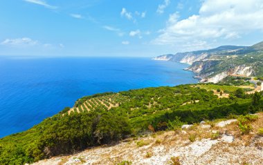 İyon Denizi kıyılarında görünümü (kefalonia, Yunanistan yaz)