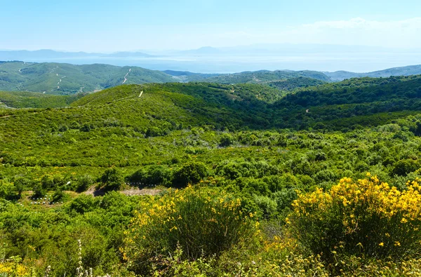 Sommaren utsikt från toppen av kullen (Grekland) — Stockfoto