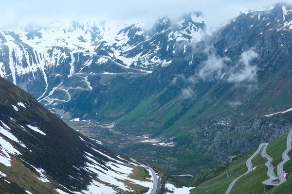 Verão paisagem montanhosa (Furka Pass, Suíça ) — Fotografia de Stock