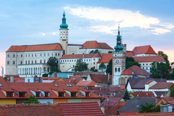Mikulov Stadt Sonnenuntergang Draufsicht (Tschechische Republik). — Stockfoto