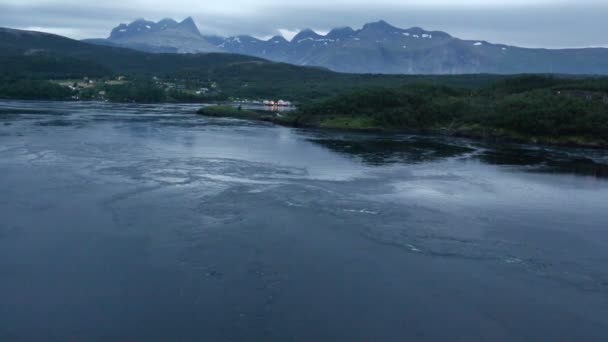 Fjord Sommer Nacht Ansicht (Norwegen) — Stockvideo