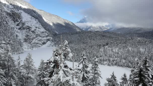Vinterfjellandskap (Østerrike, Fernpass, Tiroler Alpen ) – stockvideo