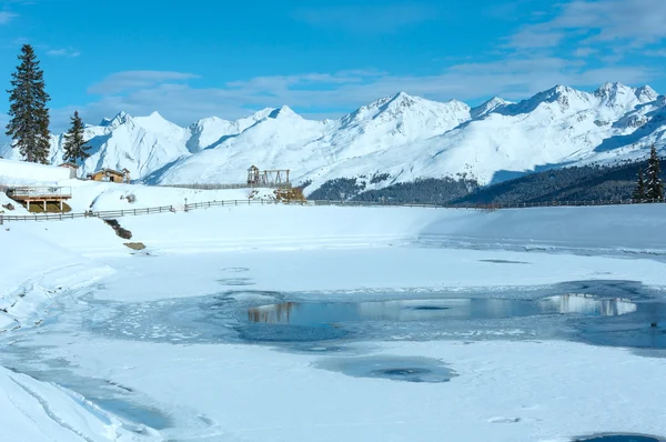 Inverno paisagem montanhosa. Kappl ski resort, Áustria . — Fotografia de Stock