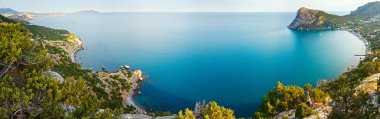 Yaz kıyı şeridi panorama (Kırım, Ukrayna).