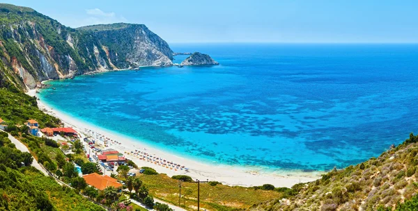 Petani plaży latem panorama (kefalonia, Grecja) — Zdjęcie stockowe