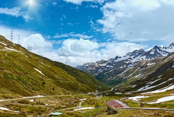 Passo del San Gottardo sommar landskap (Schweiz). — Stockfoto